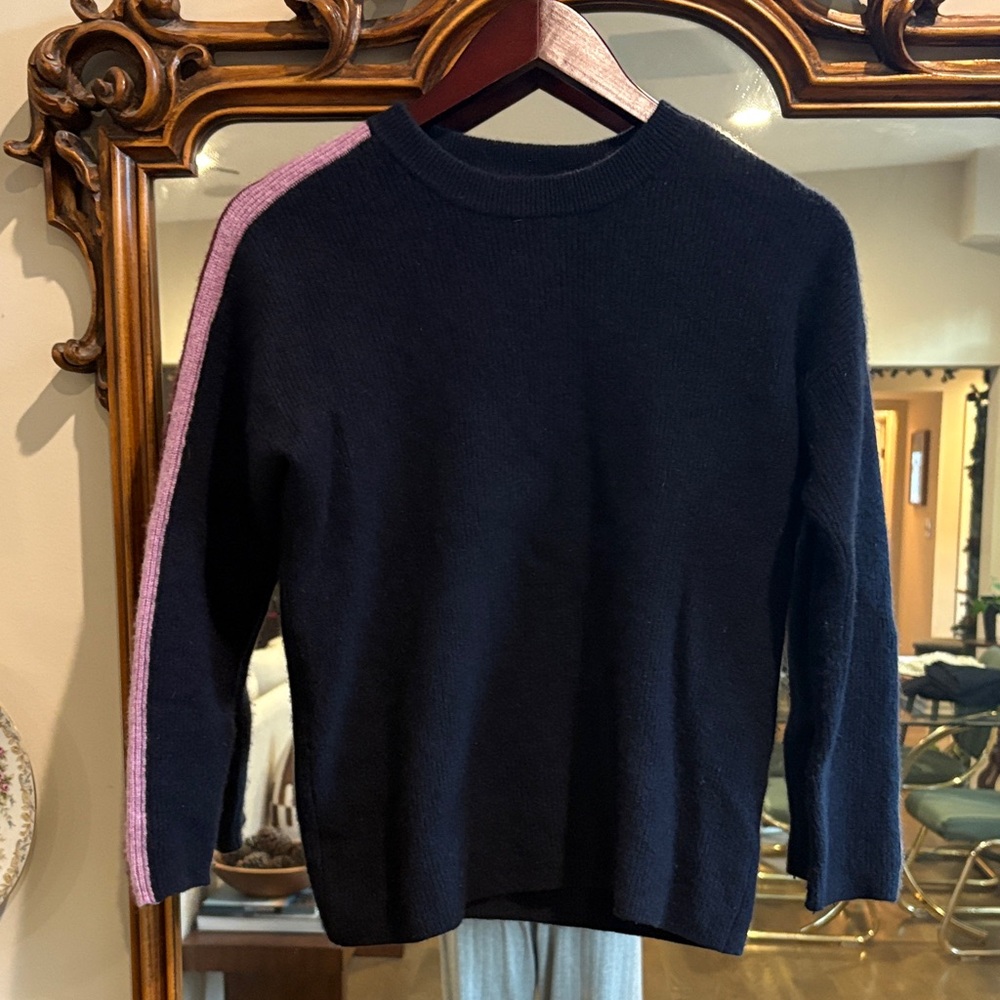 Velvet by Graham & Spencer Black Sweater with Pink Stripe